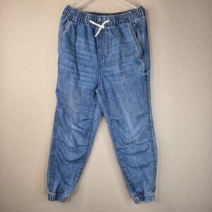Kids H&M Twill Joggers in Denim Blue Drawstring Waist